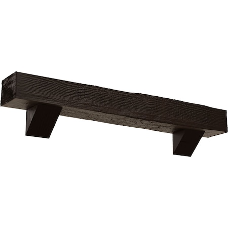 Kit W/ Breckinridge Corbels, NaturaL Mahogany, 4Hx4Dx36W Rough Sawn Faux Wood Fireplace ManteL